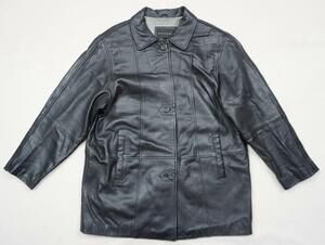 GALLERY USED MEN L SOFT GENUINE LEATHER STRAIGHT CLASSIC BUTTON UP JACKET/BLAZER